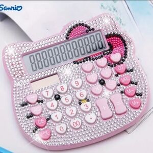 Hello Kitty Pink Crystal Bling Solar Calculator NWOT